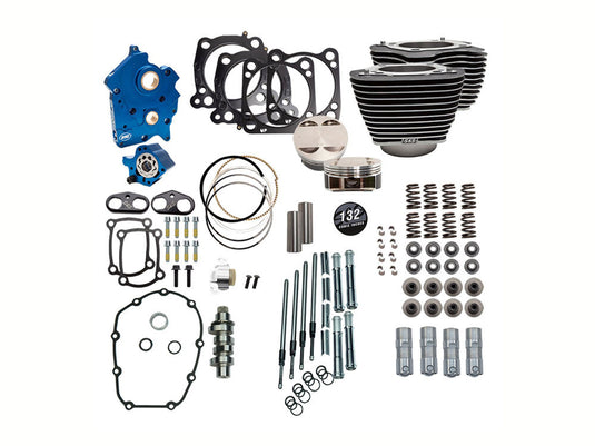 Power Pack – 132ci Big Bore Kit with Chain Drive 550 Camshaft, Highlighted Fins & Chrome Pushrod Tubes. Fits Milwaukee-Eight 2017up with 114ci Oil Cooled Engine.