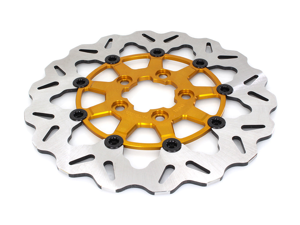11.5in. Rear Floating Wave Disc Rotor with Gold Carrier. Fits Big Twin ...