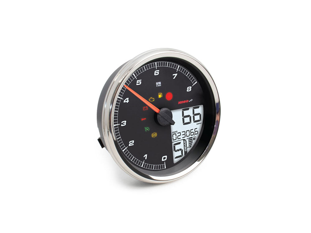 4-1/2in. Tank Mount Speedometer with Tachometer - Silver. Fits Softail ...