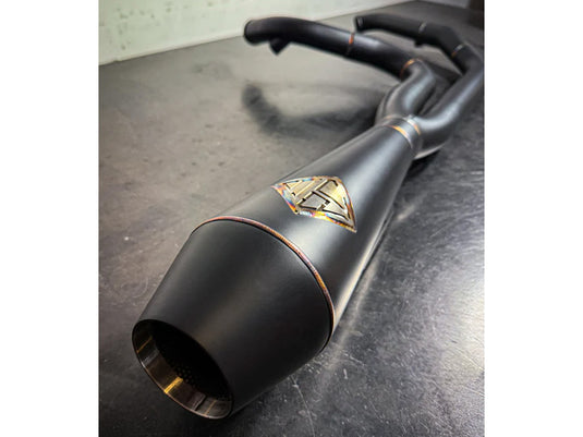 2-into-1 4.5in. Big Bore Exhaust – Black Onyx. Fits Softail 2018up Non-240 Rear Tyre Models.