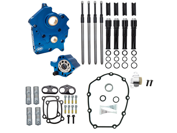 Cam Chest Kit with Chrome Pushrod Kit, No Cam – Suits Chain Drive Camshaft. Fits Touring 2017up & Softail 2018up with Oil Cooled Engines.